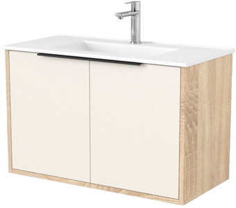 Дабер Тумба под умывальник 018 WeltWasser Deilbach 7517-80 Т18.8W.0.18Ч (бежевый/дуб бардолино/ручка черная) – изображение в каталоге