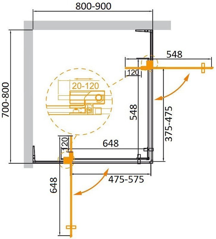 Душевой уголок Cezares SLIDER-AH-2-70/80-80/90-C-GM - фото товара