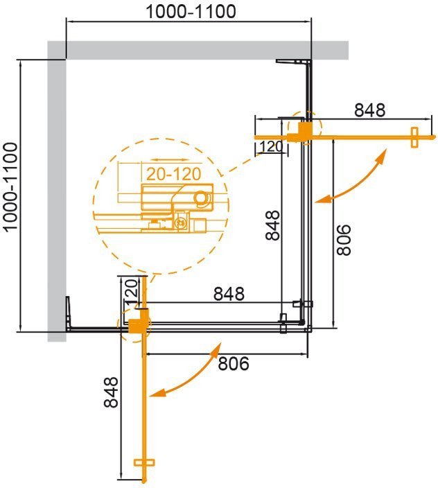 Душевой уголок Cezares SLIDER-A-2-100/110-C-BORO - фото товара