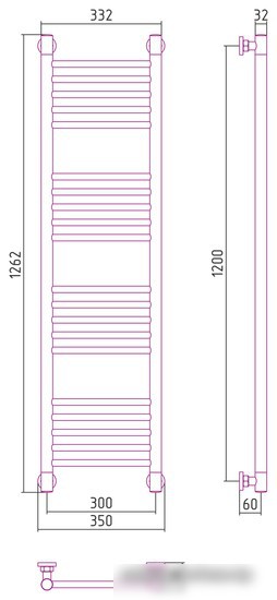 Полотенцесушитель Сунержа Богема+ прямая 1200х300 31-0220-1230 - фото товара