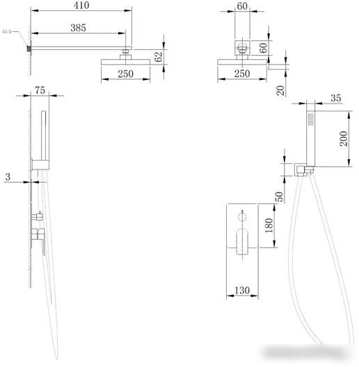 Душевая система Abber Wasser Kreis AF8018 (хром) - фото товара