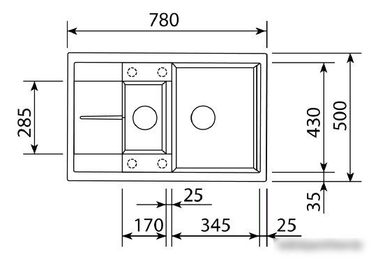 Кухонная мойка Zigmund & Shtain Rechteck 780.2 (темная скала) - фото товара