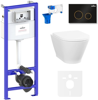 Унитаз Lavinia Boho Relfix Elegant Rimless 7 в 1 87561111 (черный/золотой пластик) - изображение в каталоге