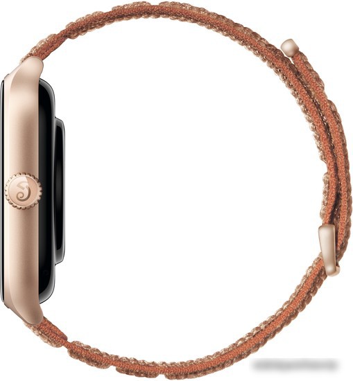 Умные часы Amazfit GTS 4 (золотистый, с коричневым нейлоновым ремешком) – фото товара