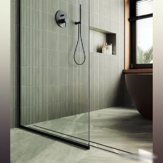 Душевая стенка MaybahGlass 195x79 MGD-695-6у (прозрачное стекло/черный) - фото товара