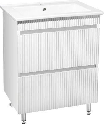 Runo Тумба с умывальником Runo Модена 75 + Оскар 75 (напольная, белый) – изображение в каталоге