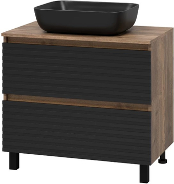 Brevita Тумба под умывальник Dakota 80 DAK-07080-19/02-2Я (черный/темное дерево) – изображение в каталоге