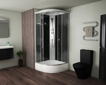 Душевая кабина Niagara NG-3504-14 90x90 (черный, мозаика стекло) - изображение в каталоге
