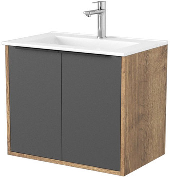 Дабер Тумба под умывальник 018 60 Т18.6.0.22Ч (дуб галифакс/серый/ручка черная) – изображение в каталоге