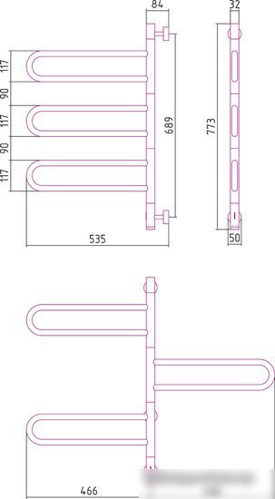 Полотенцесушитель Сунержа Парео 4.0-3С 773x535 00-0823-0773 - фото товара