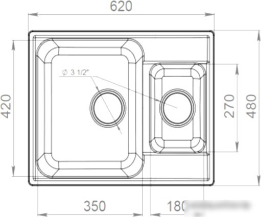 Кухонная мойка GranFest QUARZ Z-09 (белый) - фото товара