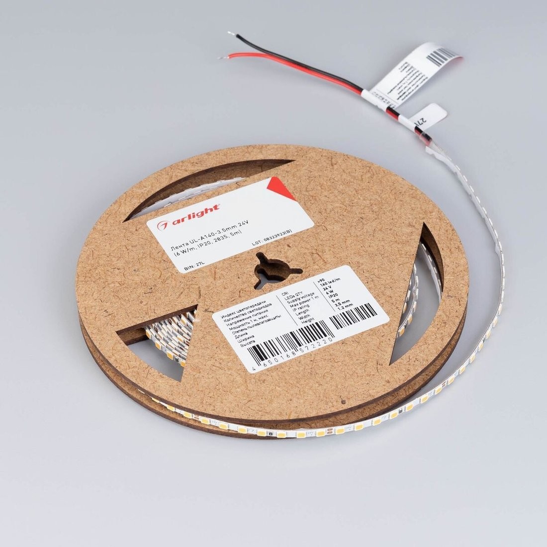 Светодиодная лента Arlight 6W/m 140Led/m 2835SMD теплый белый 5M UL-A140-3.5mm 24V Warm3000 045971 – фото товара