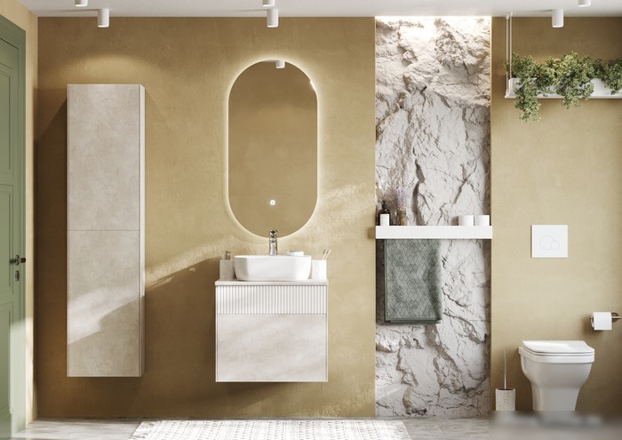 Акватон Шкаф-полупенал Марбл Слэйт 1A276403MH8A0 – фото товара