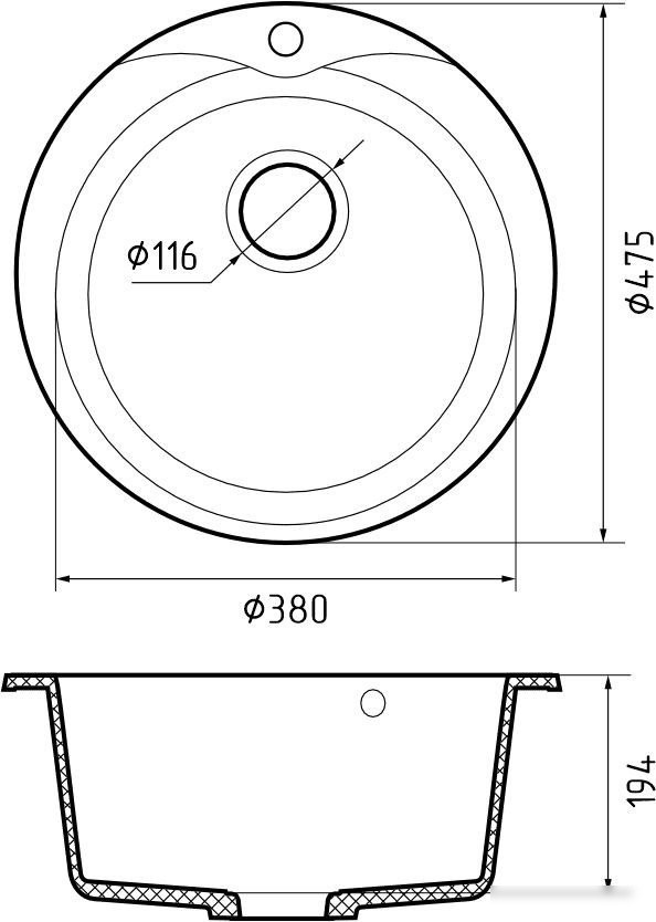 Кухонная мойка GranFest Rondo 480 (песочный) - фото товара
