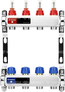 Запорная арматура Varmega Коллектор для теплого пола с расходомерами VM15104 ВР 1"