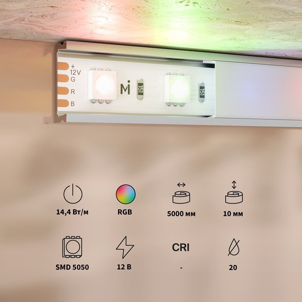 Светодиодная лента Maytoni Base 12В 5050 14.4Вт/м RGB 5м IP20 201195 – фото товара
