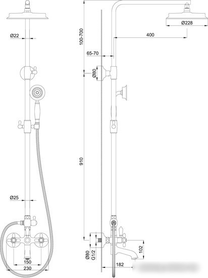 Душевая система Wonzon&Woghand WW-88739020-PG - фото товара
