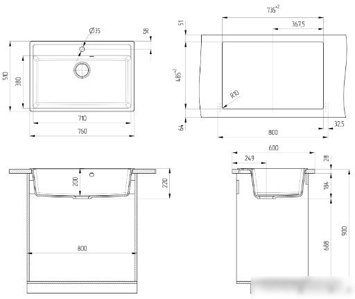 Кухонная мойка Ulgran U-600 (328 бежевый) - фото товара