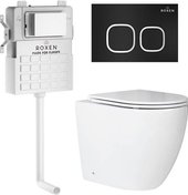 Унитаз приставной Roxen Antares в комплекте с инсталляцией Attach 5 в 1 966934 (кнопка: черный матовый, с хромированной окантовкой) - изображение в каталоге
