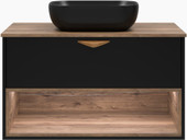 Brevita Тумба под умывальник Bergen 90 BER-07090-19-02-1Я (черный/темное дерево) – изображение в каталоге