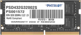 Оперативная память Patriot Signature Line 32GB DDR4 SODIMM PSD432G32002S – изображение в каталоге