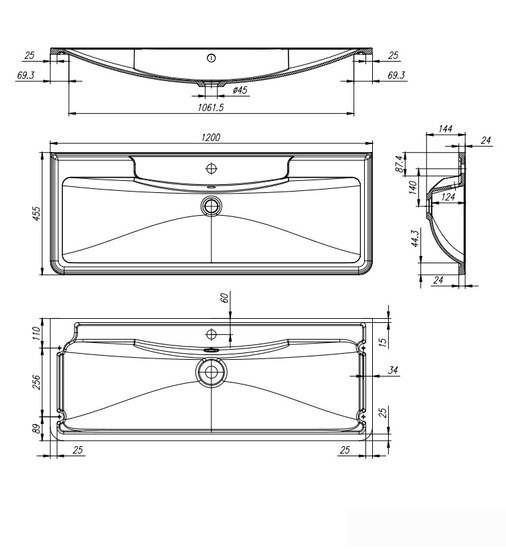 Умывальник BelBagno BB1200/455-LV-MR-ALR - фото товара