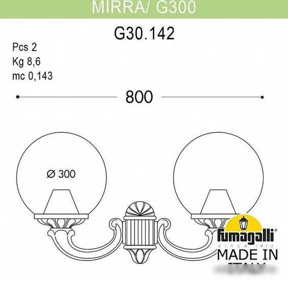 Уличный настенный светильник Fumagalli Globe 300 FU_G30.142.000.AYF1R – фото товара