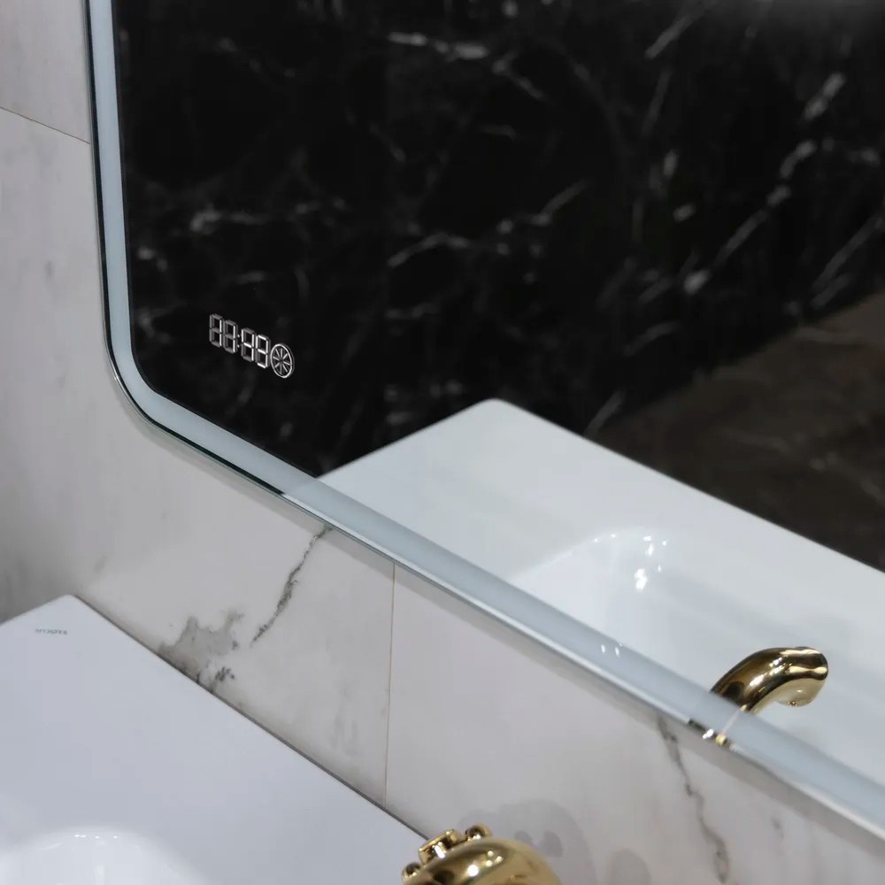 Пекам Зеркало Marta 1 80x80 marta1-80x80scl (с подсветкой, сенсором на прикосновение и часами) – фото товара