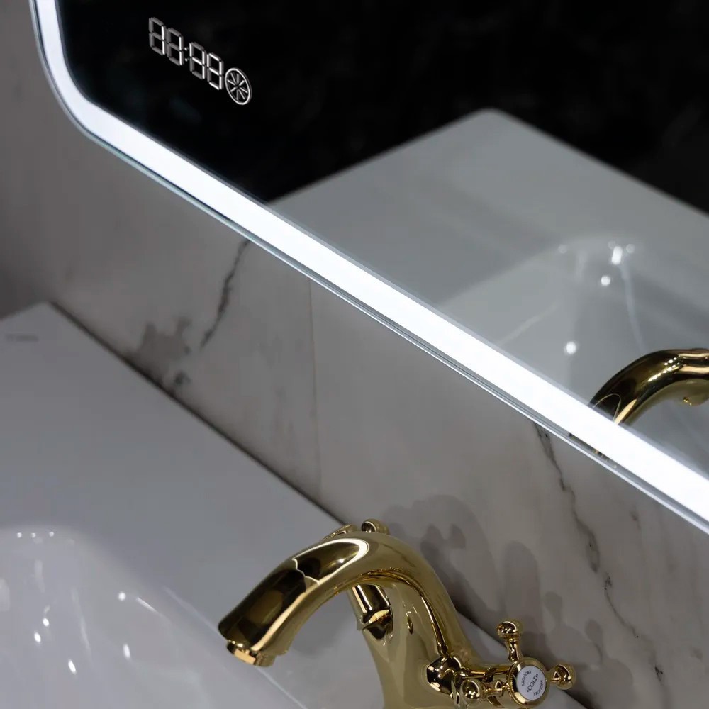 Пекам Зеркало Marta 1 80x80 marta1-80x80scl (с подсветкой, сенсором на прикосновение и часами) – фото товара