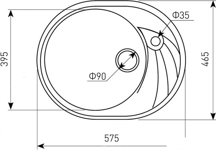 Кухонная мойка Zigmund & Shtain Kreis OV 575 (молодое шампанское) - фото товара