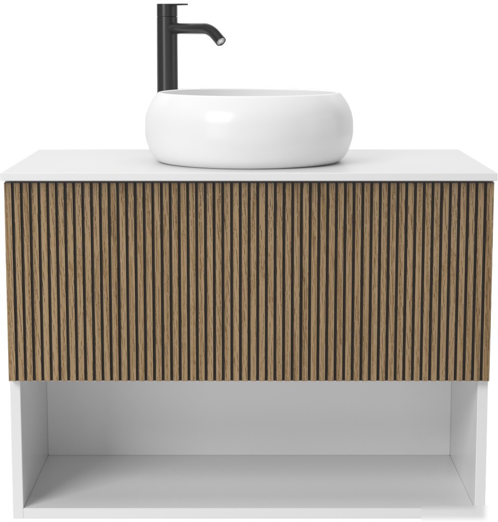 ЗОВ Тумба под умывальник Кито-2 2K80LW0MRMC-LDSPW (белый/тростник) – фото товара