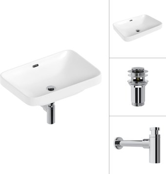 Умывальник Lauter 21441B + клапан 21190CH + сифон 21635CH (хром) - изображение в каталоге