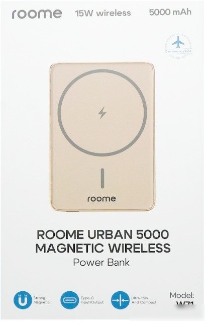 Внешний аккумулятор Roome Urban W71 5000mAh Magnetic Wireless (золотистый) – фото товара