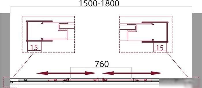 Душевая дверь BelBagno UNIQUE-BF-2-150/180-C-Cr (прозрачное стекло) - фото товара