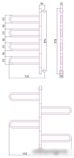 Полотенцесушитель Сунержа Парео 4.0-4С 978х535 00-0823-0978 - фото товара