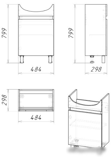 Grossman Тумба под умывальник Поло 50 см (белый) – фото товара