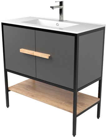 Дабер Тумба под умывальник 010 WeltWasser Deilbach 7517-80 Т10.8W.2.4 (черный/серый/дуб канзас коричневый) – изображение в каталоге