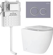 Унитаз приставной Roxen Antares в комплекте с инсталляцией Attach 5 в 1 966921 (кнопка: серый бетон) - изображение в каталоге