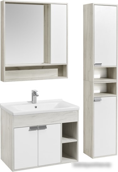 Акватон Тумба под умывальник Флай 80 1A237401FAX10 (дуб белый/дуб крафт) – фото товара