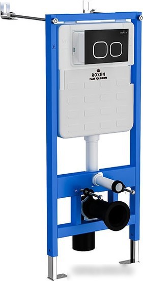 Унитаз подвесной Roxen Simple Compact в комплекте с инсталляцией StounFix Slim 6 в 1 917914 (кнопка: черный матовый) - фото товара