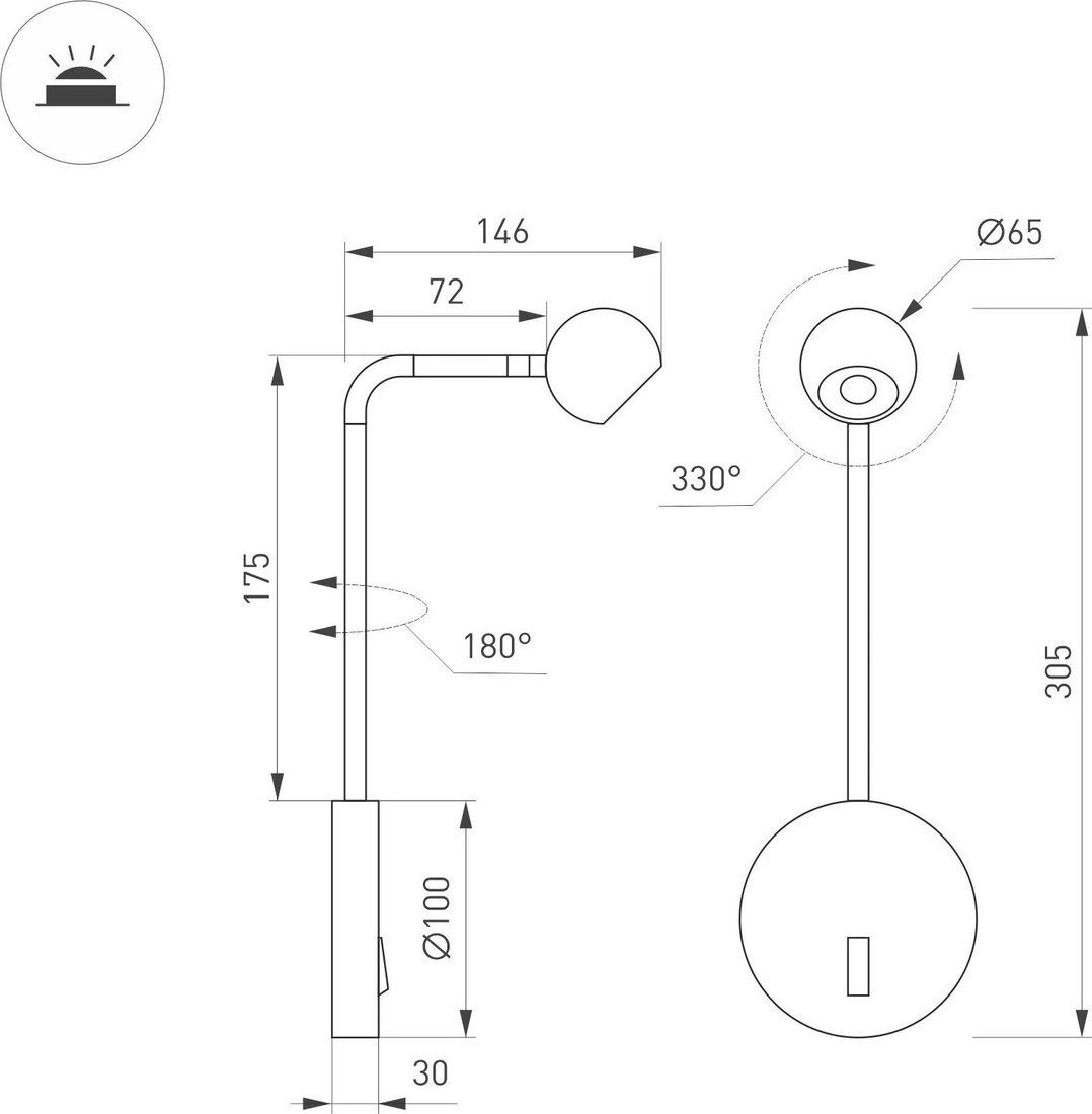 Спот Arlight SP-OTTORI-LONG-WALL-6W Warm3000 BK 30deg 048168 – фото товара