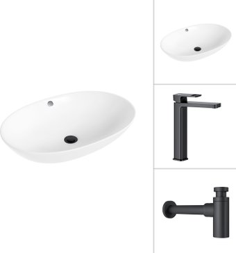Умывальник Lauter 21709 + Cascade 21СК0655BS с сифоном 21635B (черный матовый) - изображение в каталоге