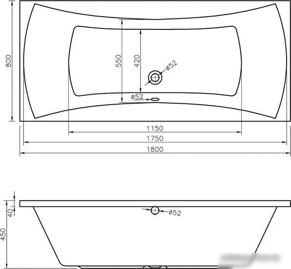 Ванна Lavinia Boho Evan 180x80 3711018P - фото товара