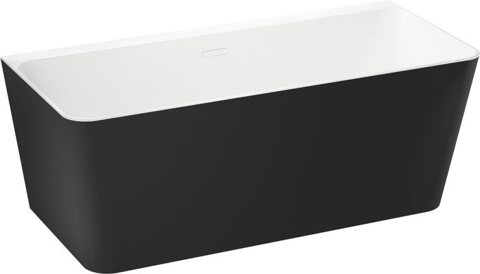 Ванна Wellsee Bromance 170x78 231602002 (пристенная ванна белый глянец/матовый черный, экран, ножки, сифон-автомат глянцевый белый) - фото товара