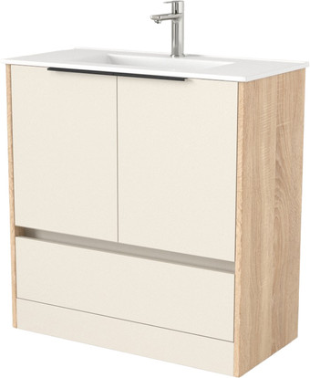 Дабер Тумба под умывальник 017 WeltWasser Deilbach 7517-80 Т17.8W.0.18Ч (бежевый/дуб бардолино/ручка черная) – изображение в каталоге