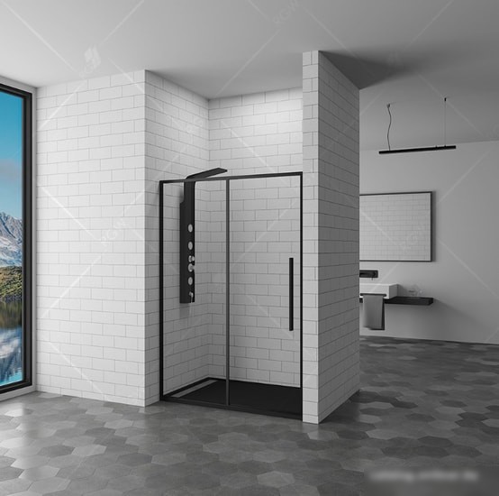 Душевая дверь RGW SV-12B 150 (черный/прозрачное стекло) - фото товара