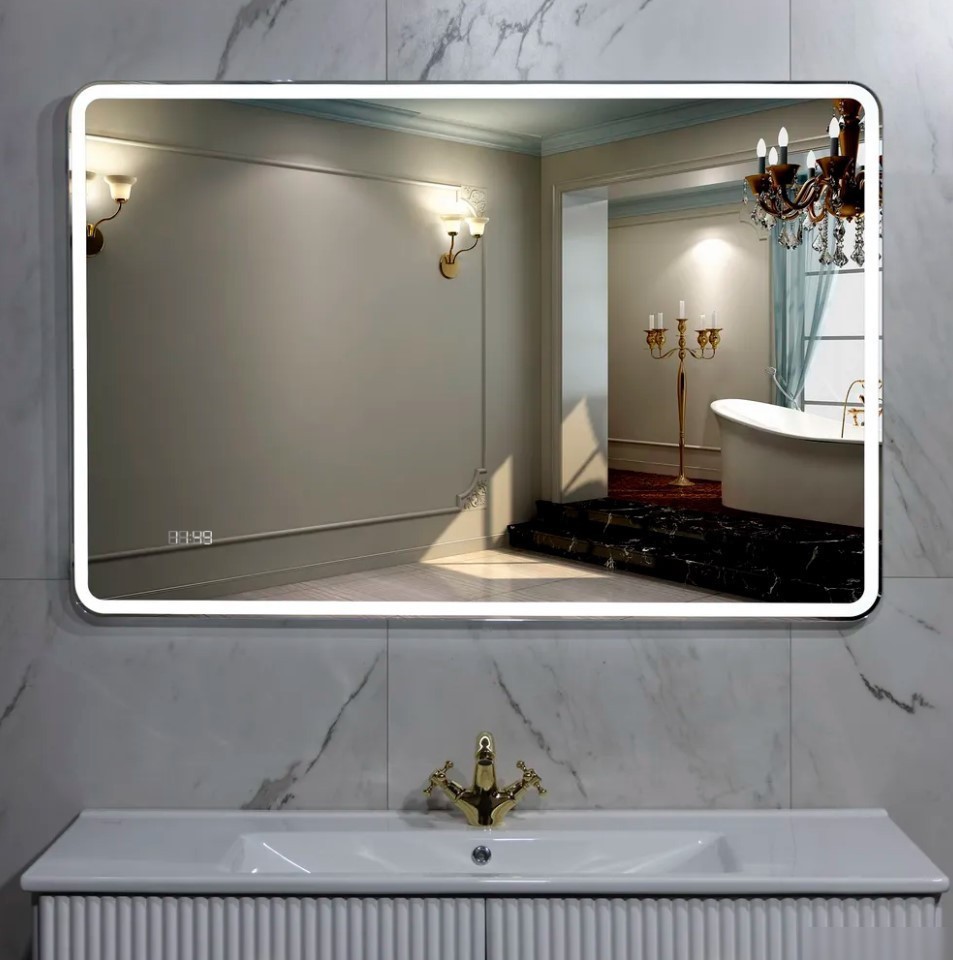 Пекам Зеркало Marta 1 110x80 marta1-110x80dpcl (с подсветкой, с сенсором на взмах руки, подогрев, часами) – фото товара