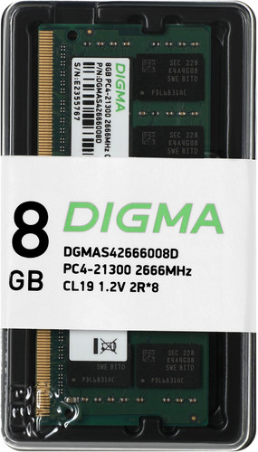 Оперативная память Digma 8ГБ DDR4 SODIMM 2666 МГц DGMAS42666008D – изображение в каталоге