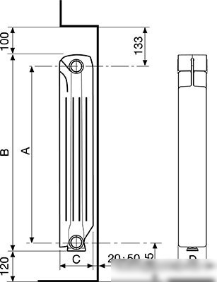 Алюминиевый радиатор Fondital Alternum B4 350/100 V70101410 (10 секций) - фото товара