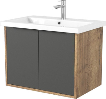 Дабер Тумба под умывальник 018 Cersanit Como 70 Т18.7С.0.22Ч (дуб галифакс/серый/ручка черная) – изображение в каталоге